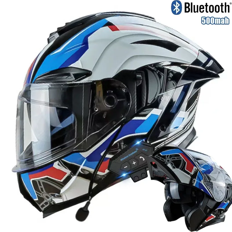 Full Face Motorcycle Helmet With Bluetooth - Yukarı çevirin Motosiklet Kaskı Bluetooth Çift
