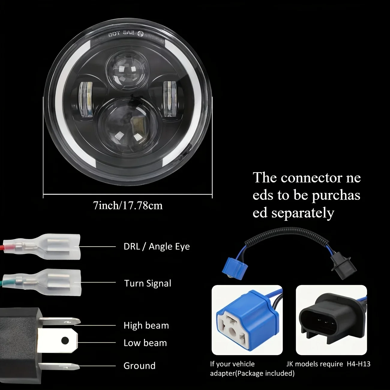 50W 7 İnç 17,78 cm LED Melek G - Universal Motorcycle Led Headlight Projector incelemesi ve fiyatı